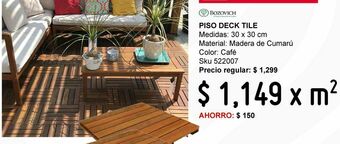 Sodimac Homecenter Piso deck tile madera de cumarú 30x30 oferta