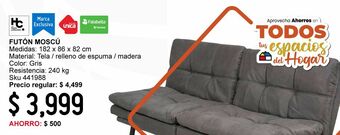 Sodimac Homecenter Futón moscú tela gris oferta
