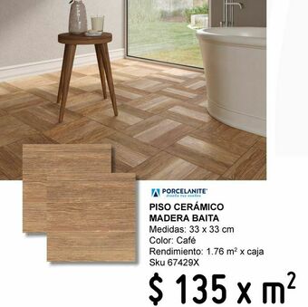 Piso 33x33 madera baita café