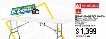 Sodimac Homecenter Mesa plegable tipo maleta 244 cm oferta