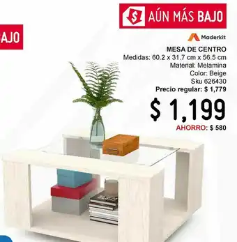 Sodimac Homecenter Mesa de centro color niebla oferta