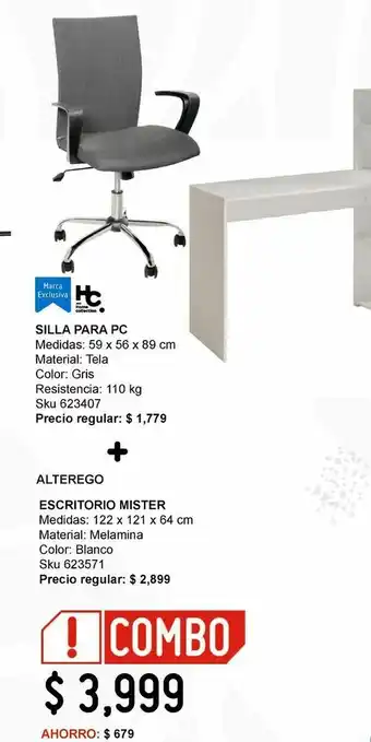 Sodimac Homecenter Silla pc tela gris 59x56x89 oferta