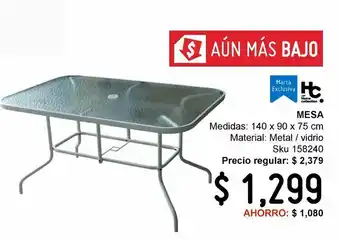 Mesa rectangular con vidrio 140 x 90 cm blanca