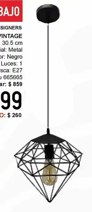 Sodimac Homecenter Lámp colgante vintage negro mate 1 l e27 oferta
