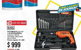 Sodimac Homecenter Rotomartillo 1/2" b&d + 40 accesorios hd565k-b3 oferta