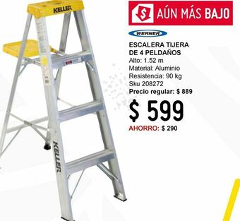 Sodimac Homecenter Escalera tijera aluminio 4 peldaños 1.52 m 90 kg oferta