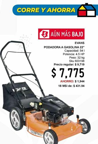 Sodimac Homecenter Podadora de pasto de 22" de corte bolsa posterior oferta