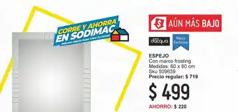 Sodimac Homecenter Espejo 60x80 cm marco frosting oferta