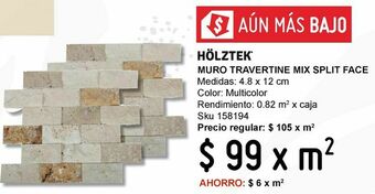 Sodimac Homecenter Travertine mix split face 4.8x12 cm oferta