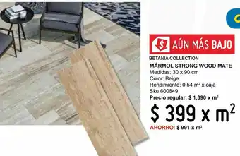 Sodimac Homecenter Mármol strong wood mate 30x90x2 único 0.54m2 oferta
