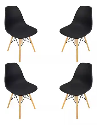 Mercado Libre Silla Para Comedor Moderna Tipo Eames 4 Pzas Patas Madera Color de la estructura de la silla Negro oferta