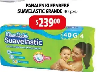 Farmacias Guadalajara PAÑALES KLEENBEBÉ SUAVELASTIC GRANDE 40 pzs oferta