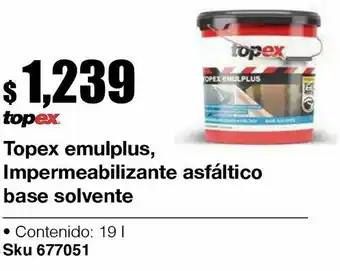 Topex emulplus, impermeabilizante asfaltico base solvente 19 l