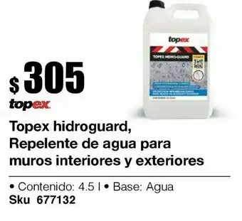 Topex hidro-guard, protección impermeable para muros interiores y exteriores 4.5 l