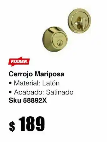 Cerrojo llave mariposa fixser lb