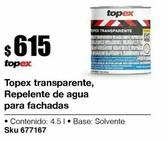 Topex transparente, repelente de agua para fachadas de concreto y mampostería 4.5 l