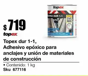 Topex dur 1-1, adhesivo epoxico para anclajes y unión de materiales de construcción