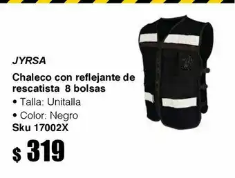 Chaleco con reflejante de rescatista negro c/ 8 bolsas
