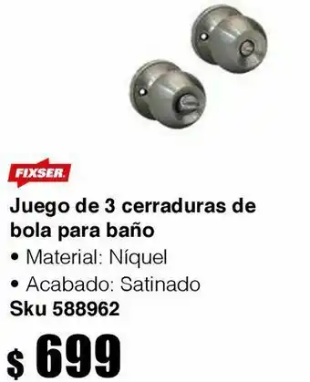Cerraduras de bola para baño acabado niquel-satin 6 pzs