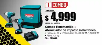 Combo rotomartillo + atornillador de impacto 18v li-ion