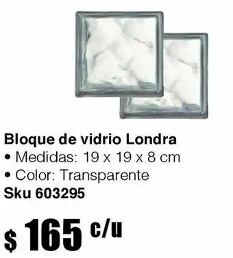 Bloque vidrio 19x19x8 londra