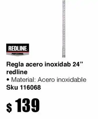 Regla acero inoxidab 24" redline