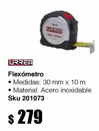 Flexómetro de acero inoxidable 10m x 30 mm