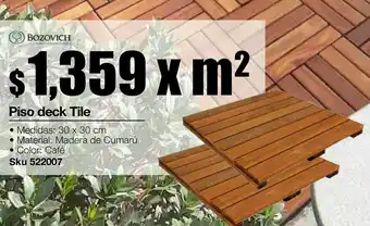 Piso deck tile madera de cumarú 30x30