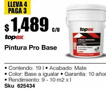 Pintura topex pro base pastel 19l