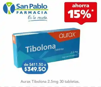 Farmacia San Pablo Tibolona tab 2.5mg c/30 genvita oferta