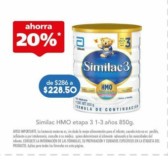 Farmacia San Pablo Similac hmo et3 1-3 años lat c/850gr oferta
