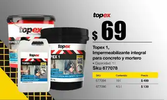 Fester Topex 1, impermeabilizante integral para concreto y mortero 1 l oferta