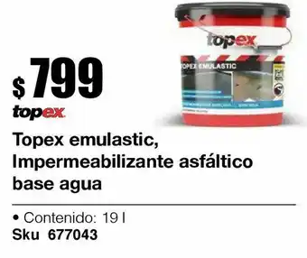 Topex emulastic, impermeabilizante asfaltico base agua 19 l
