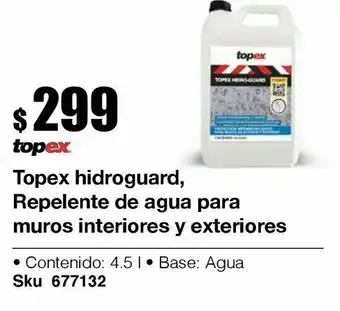 Topex hidro-guard, protección impermeable para muros interiores y exteriores 4.5 l