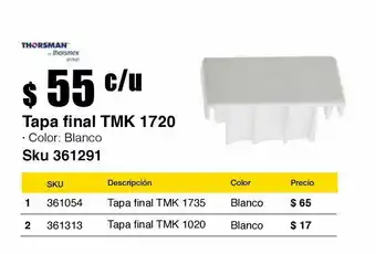 Tapa final tmk 1720 blanco
