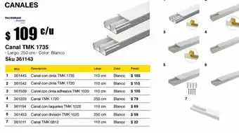 Canal tmk 1735 blanco de 2.50 m