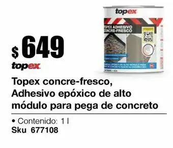 Topex concre-fresco, adhesivo epoxico de alto modulo para pega de concreto nuevo a endurecido 1kg