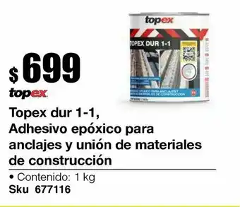 Topex dur 1-1, adhesivo epoxico para anclajes y unión de materiales de construcción