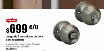 Fester Cerraduras de bola para recamara acabado niquel-satin 6 pzs oferta