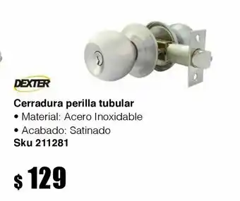 Cerradura perilla tubular con llave acero inoxidable blister pack