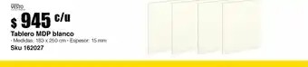 Melamina mdp blanco 15 mm 183 x 250 cm