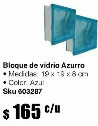 Fester Bloque vidrio 19x19x8 azurro oferta