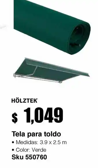 Tela verde para toldo retráctil 3.95x2.5