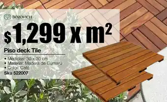 Piso deck tile madera de cumarú 30x30