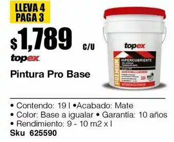 Pintura topex premium base tint 19l