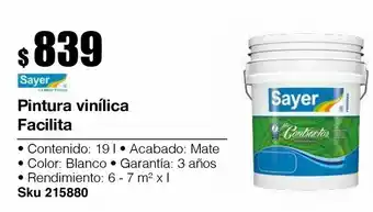 Pintura vinílica facilita blanco 19l