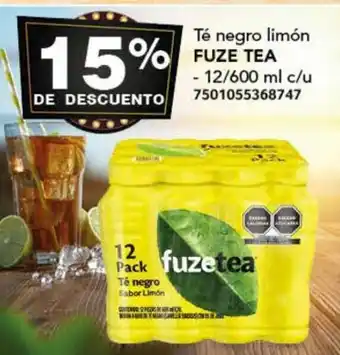 City Club Té negro limón FUZE TEA 12/600ml oferta