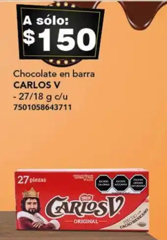 City Club Chocolate en barra CARLOS V 27/18g oferta