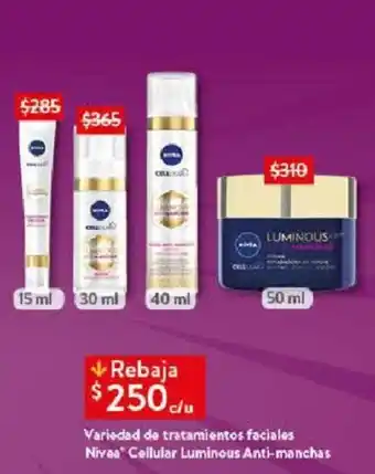 Variedad de tratamientos faciales Nivea Cellular Luminous Anti-manchas