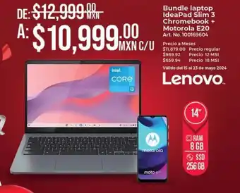 Office Depot Lenovo Bundle laptop IdeaPad Slim 3 Chromebook + Motorola E20 oferta